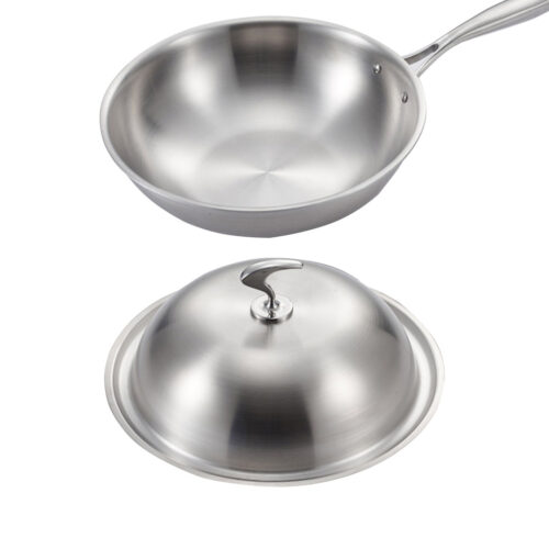 18/10 Stainless Steel Fry Pan 32cm Frying Pan Top Grade Cooking Skillet with Lid - Image 3