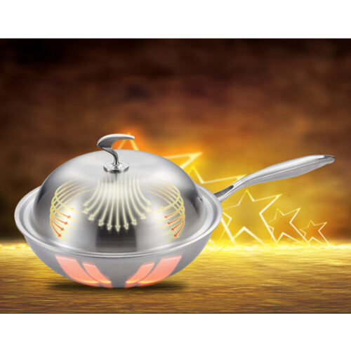 18/10 Stainless Steel Fry Pan 32cm Frying Pan Top Grade Cooking Skillet with Lid - Image 8