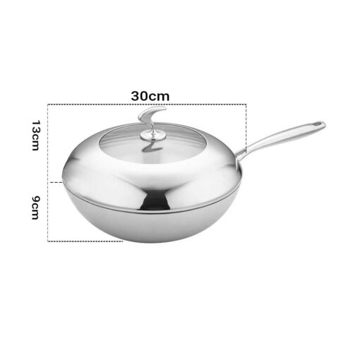 18/10 Stainless Steel Fry Pan 30cm Frying Pan Top Grade Cooking Non Stick Interior Skillet with Lid - Image 2
