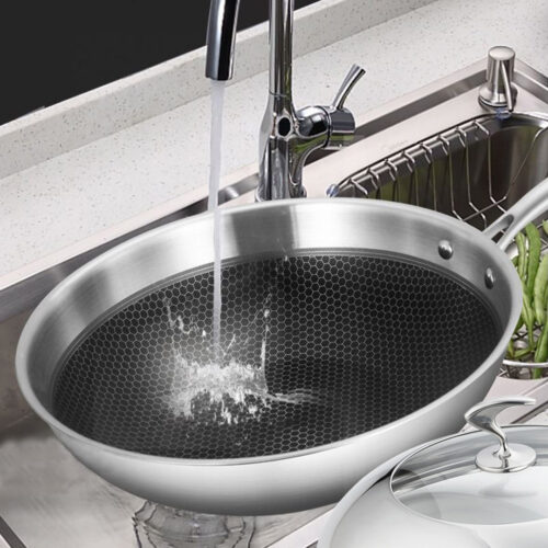 18/10 Stainless Steel Fry Pan 30cm Frying Pan Top Grade Cooking Non Stick Interior Skillet with Lid - Image 6