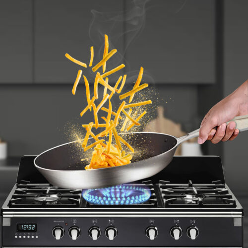 Stainless Steel Fry Pan 22cm 32cm Frying Pan Induction Non Stick Interior - Image 4