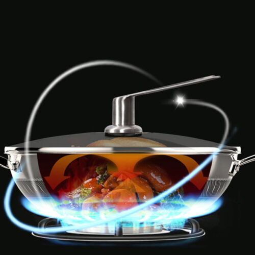 34cm Stainless Steel Tri-Ply Frying Cooking Fry Pan Textured Non Stick Skillet with Glass Lid Helper Handle - Image 9