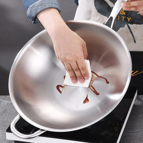 18/10 Stainless Steel Fry Pan 36cm Frying Pan Top Grade Skillet with Helper Handle Lid - Image 8