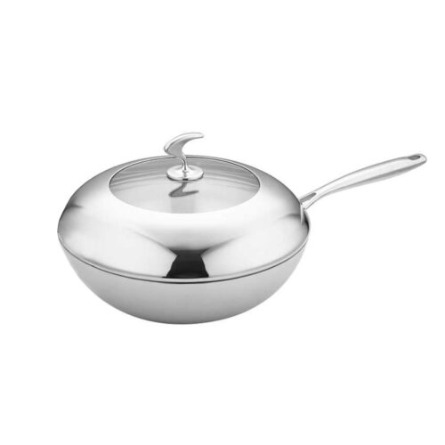 2x 18/10 Stainless Steel Fry Pan 30cm Frying Pan Top Grade Cooking Non Stick Interior Skillet with Lid - Image 5