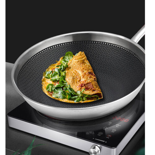 2x 18/10 Stainless Steel Fry Pan 30cm Frying Pan Top Grade Cooking Non Stick Interior Skillet with Lid - Image 7