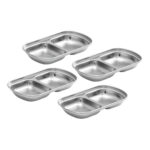 15cm Silver Sauce Pan with Two Compartments Divided Sauce Dish Kitchen
