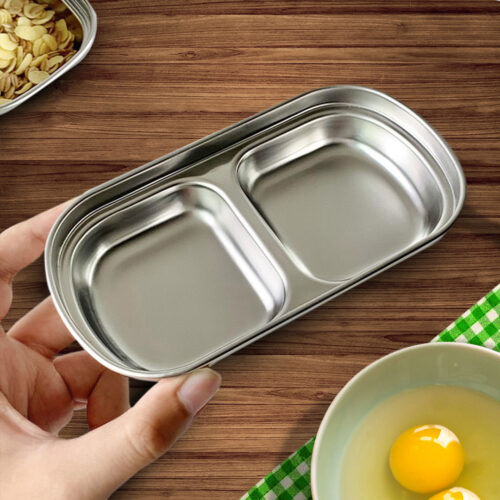 15cm Silver Sauce Pan with Two Compartments Divided Sauce Dish Kitchen - Image 3