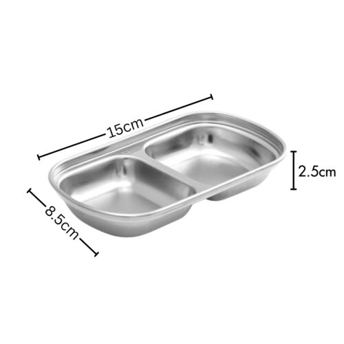 15cm Silver Sauce Pan with Two Compartments Divided Sauce Dish Kitchen - Image 6