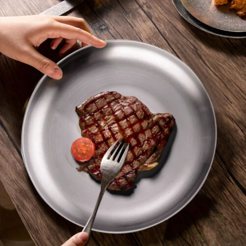 14cm Premium Silver Grilling Plate Durable Heat Resistant Perfect for BBQs Outdoor Cooking Kitchen - Image 4