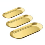 Gold Nordic Oval Plate Set Small Medium Large for 3 Pieces Kitchen
