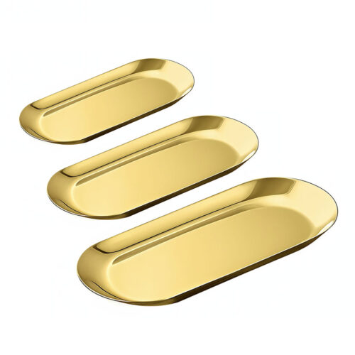 Gold Nordic Oval Plate Set Small Medium Large for 3 Pieces Kitchen