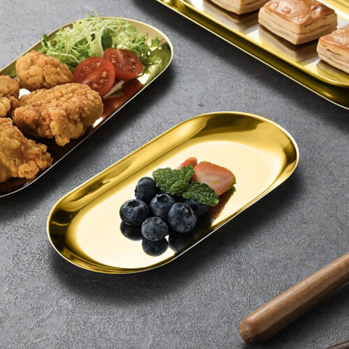 Gold Nordic Oval Plate Set Small Medium Large for 3 Pieces Kitchen - Image 2