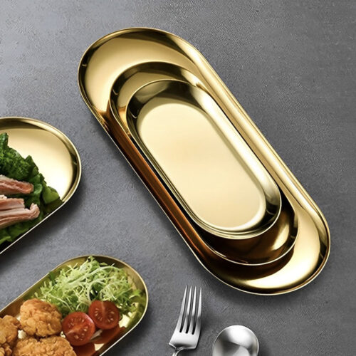 Gold Nordic Oval Plate Set Small Medium Large for 3 Pieces Kitchen - Image 5