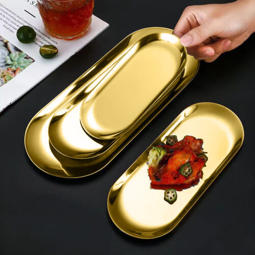 Gold Nordic Oval Plate Set Small Medium Large for 3 Pieces Kitchen - Image 9