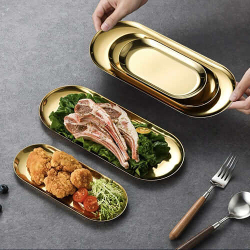 Gold Nordic Oval Plate Set Small Medium Large for 3 Pieces Kitchen - Image 10