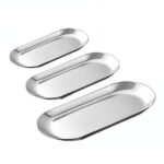 Silver Nordic Oval Plate Set Small Medium Large for 3 Pieces Kitchens
