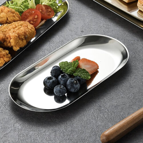 Silver Nordic Oval Plate Set Small Medium Large for 3 Pieces Kitchens - Image 3