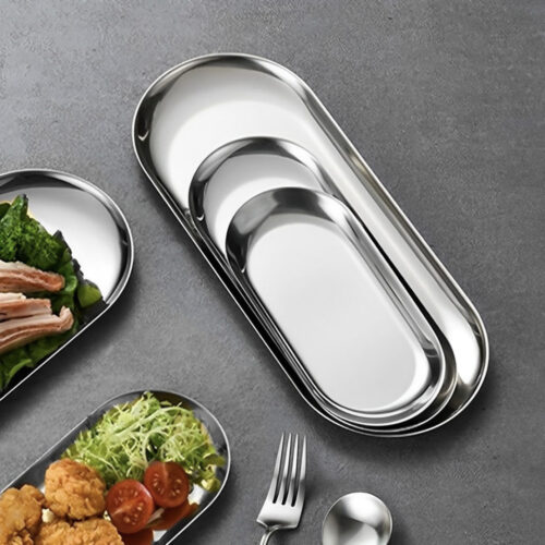 Silver Nordic Oval Plate Set Small Medium Large for 3 Pieces Kitchens - Image 5
