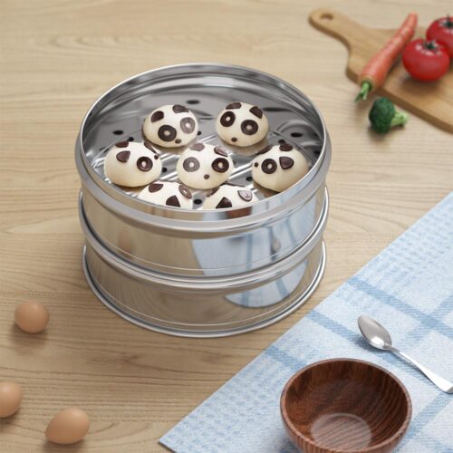 2x 3 Tier Stainless Steel Steamers with Lid Work inside of Basket Pot Steamers 25cm - Image 3