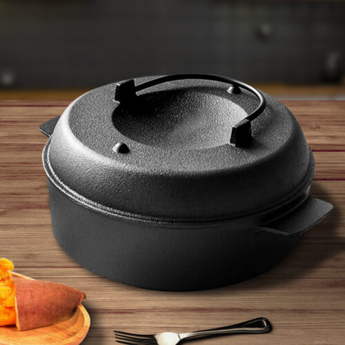 28cm Cast Iron Dutch Oven Pre-Seasoned Cast Iron Pot with Lid - Image 3