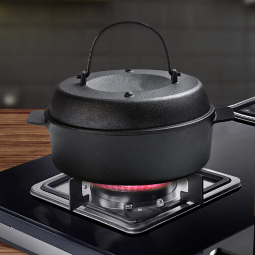 28cm Cast Iron Dutch Oven Pre-Seasoned Cast Iron Pot with Lid - Image 9