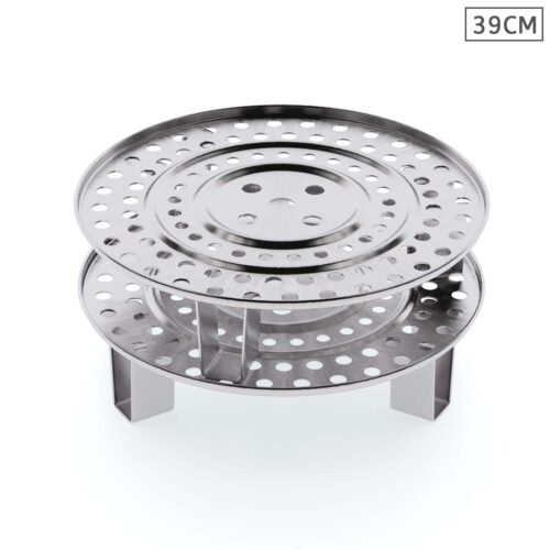 2x 39cm Stainless Steel Steamer Insert Stock Pot Steaming Rack Stockpot Tray