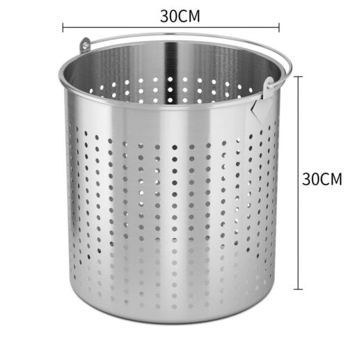 21L 18/10 Stainless Steel Perforated Stockpot Basket Pasta Strainer with Handle - Image 2