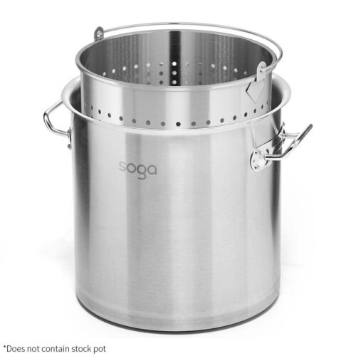 21L 18/10 Stainless Steel Perforated Stockpot Basket Pasta Strainer with Handle - Image 8