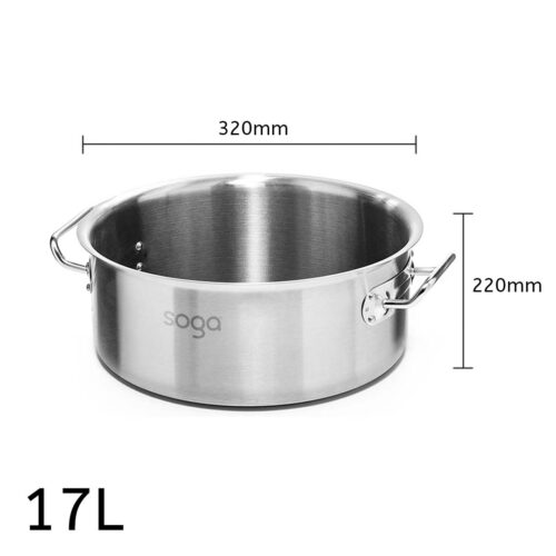 Stock Pot 17L Top Grade Thick Stainless Steel Stockpot 18/10 Without Lid - Image 6