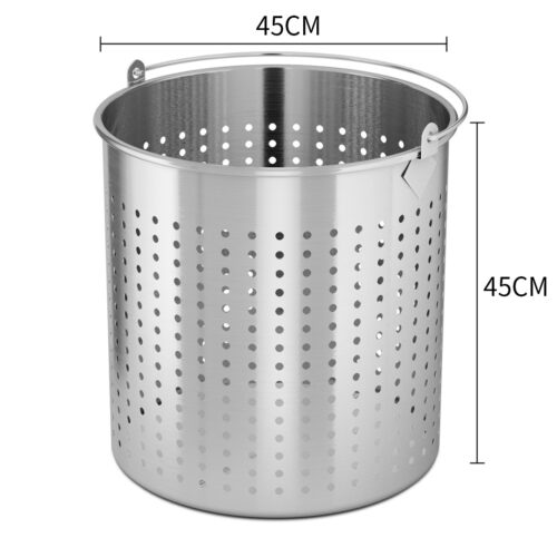 71L 18/10 Stainless Steel Perforated Stockpot Basket Pasta Strainer with Handle - Image 2