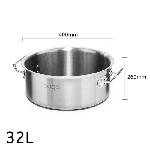 Stock Pot 32L Top Grade Thick Stainless Steel Stockpot 18/10 Without Lid - Image 5