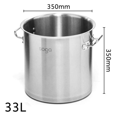Stock Pot 33L Top Grade Thick Stainless Steel Stockpot 18/10 Without Lid - Image 5