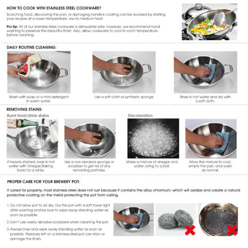 21L Stainless Steel Stock Pot with Two Steamer Rack Insert Stockpot Tray - Image 9