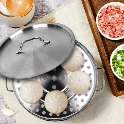 50L Stainless Steel Stock Pot with One Steamer Rack Insert Stockpot Tray - Image 4