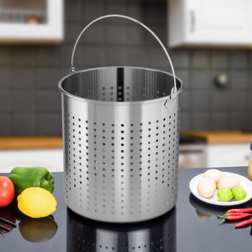 33L 18/10 Stainless Steel Stockpot with Perforated Stock pot Basket Pasta Strainer - Image 3