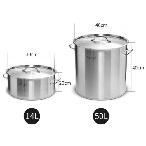 14L Wide Stock Pot 50L Tall Top Grade Thick Stainless Steel Stockpot 18/10 - Image 6