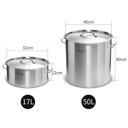 17L Wide Stock Pot 50L Tall Top Grade Thick Stainless Steel Stockpot 18/10 - Image 6