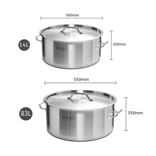 Stock Pot 14L 83L Top Grade Thick Stainless Steel Stockpot 18/10 - Image 5
