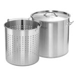 130L 18/10 Stainless Steel Stockpot with Perforated Stock pot Basket Pasta Strainer