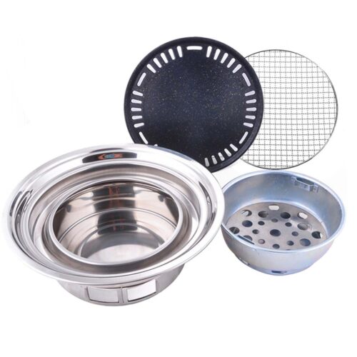BBQ Grill Stainless Steel Portable Smokeless Charcoal Grill Home Outdoor Camping - Image 2