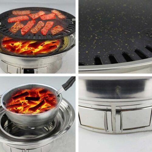 BBQ Grill Stainless Steel Portable Smokeless Charcoal Grill Home Outdoor Camping - Image 5