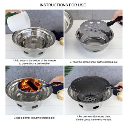 BBQ Grill Stainless Steel Portable Smokeless Charcoal Grill Home Outdoor Camping - Image 9