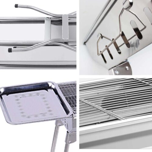 Skewers Grill with Side Tray Portable Stainless Steel Charcoal BBQ Outdoor 6-8 Persons - Image 5
