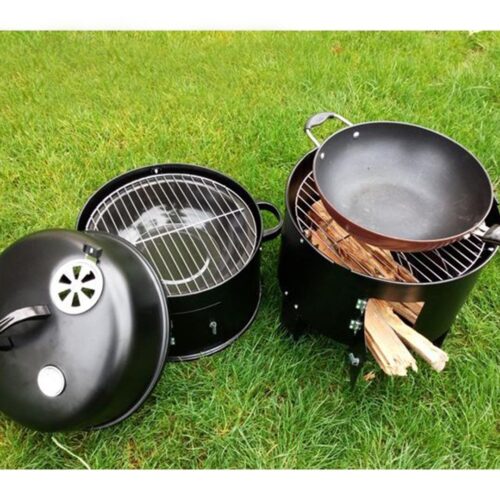 2x 3 In 1 Barbecue Smoker Outdoor Charcoal BBQ Grill Camping Picnic Fishing - Image 6
