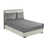 Grey 153cm Wide Mattress Cover Thick Quilted Stretchable Bed Spread Sheet Protector with Pillow Covers