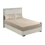Beige 183cm Wide Mattress Cover Thick Quilted Stretchable Bed Spread Sheet Protector with Pillow Covers