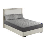 Grey 183cm Wide Mattress Cover Thick Quilted Stretchable Bed Spread Sheet Protector with Pillow Covers
