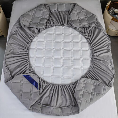 Grey 183cm Wide Mattress Cover Thick Quilted Stretchable Bed Spread Sheet Protector with Pillow Covers - Image 4