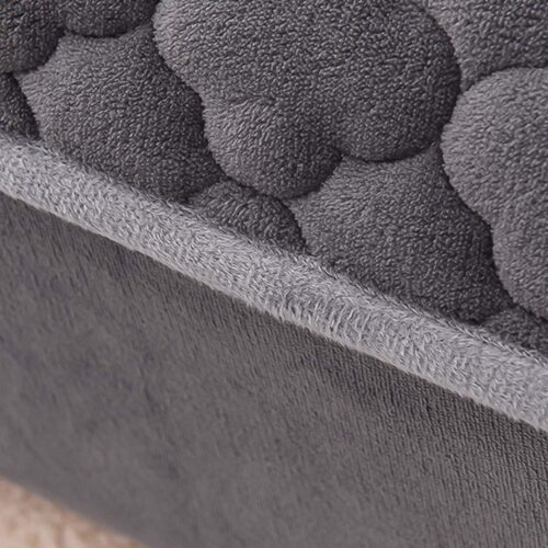 Grey 153cm Wide Mattress Cover Thick Quilted Fleece Stretchable Clover Bed Spread Sheet Protector with Pillow Covers - Image 8