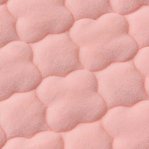 Pink 153cm Wide Mattress Cover Thick Quilted Fleece Stretchable Clover Bed Spread Sheet Protector with Pillow Covers - Image 9